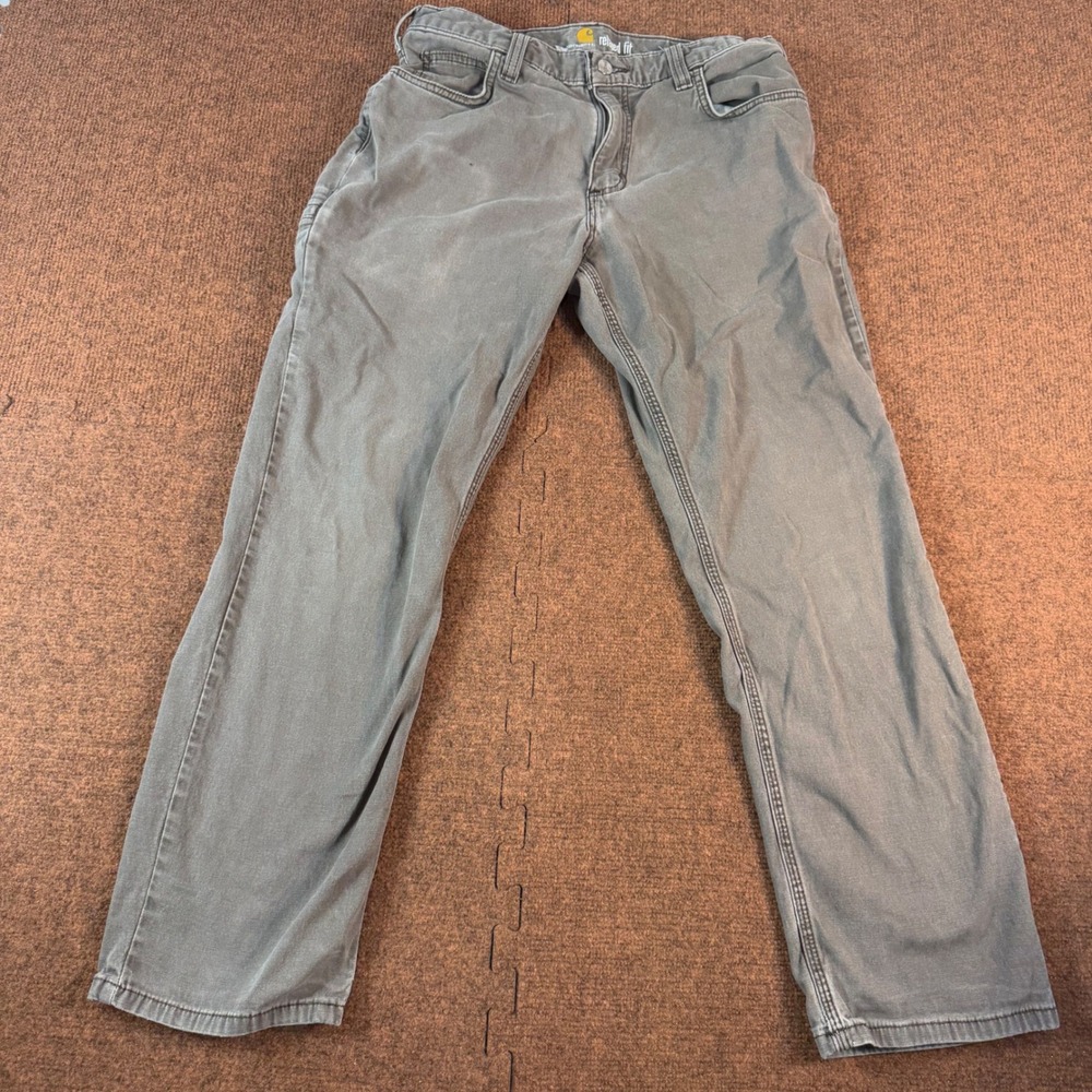 A+ Carhartt Relaxed Fit Canvas Work Pants Gray 102517-908 Mens 31x30 Stretch
